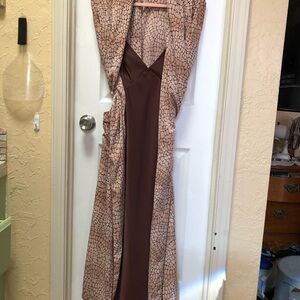 Elegant Brown and Tan Women's Pajama Set
